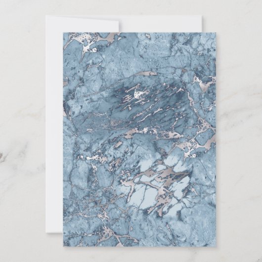 Faire-part de mariage en marbre bleu argenté (Dos)