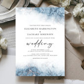 Faire-part de mariage en marbre bleu argenté