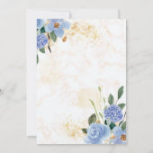 Faire-part de mariage en marbre bleu Floral or (Dos)