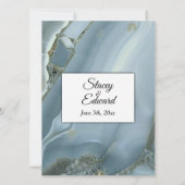 Faire-part de mariage en marbre bleu raffiné (Dos)