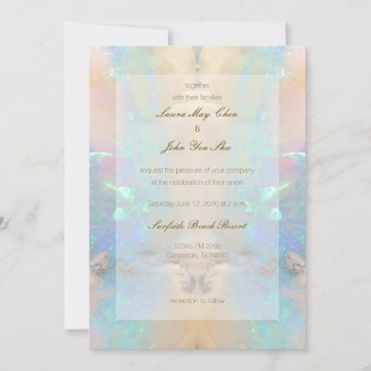Faire-part de mariage en marbre cristal Opal Gemst (Devant)
