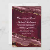 Faire-part de mariage en marbre d'agate bordeaux e (Devant)