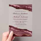 Faire-part de mariage en marbre d'agate bordeaux e (In situ (ordinateur de poche))