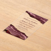 Faire-part de mariage en marbre d'agate bordeaux e (Poser)