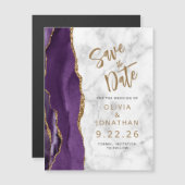 Faire-part de mariage en marbre d'agate or violet (Devant / Derrière)