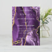 Faire-part de mariage en marbre d'or pourpre avec  (Debout devant)