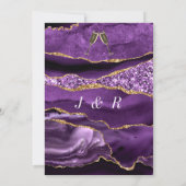 Faire-part de mariage en marbre d'or pourpre avec  (Dos)