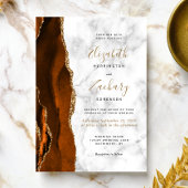Faire-part de mariage en marbre doré orange brûlé