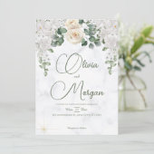 Faire-part de mariage en marbre fleuri et verdoyan (Debout devant)