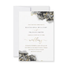 faire-part de mariage en marbre fluide à l'encre n