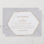 faire-part de mariage en marbre géomatique or (Devant / Derrière)