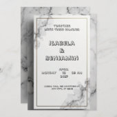 Faire-part de mariage en marbre gris (Devant / Derrière)
