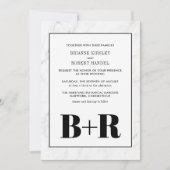 Faire-part de mariage en marbre noir et blanc (Devant)