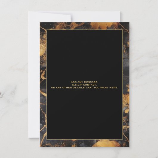 Faire-part de mariage en marbre noir et or (Dos)