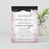 Faire-part de mariage en marbre rose mauve Modèle (Debout devant)