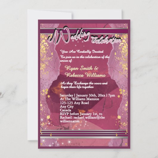 Faire-part de mariage en marbre violet plat (Devant)