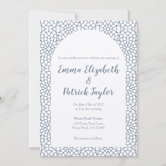 Faire-part de mariage en mosaïque bleue (Devant)