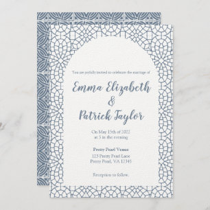 Faire-part de mariage en mosaïque bleue