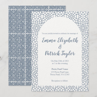 Faire-part de mariage en mosaïque bleue