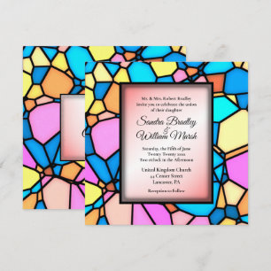 Faire-part de mariage en mosaïque de verre coupé