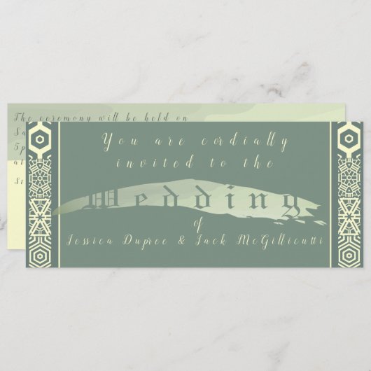 Faire-part de mariage en mosaïque turquoise et ara (Devant / Derrière)