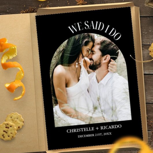 Faire-part de mariage en noir et blanc élégant et 