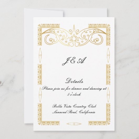 Faire-Part de Mariage en Or (Dos)