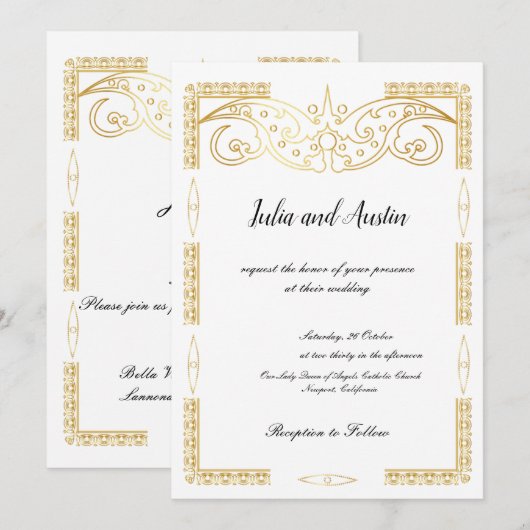 Faire-Part de Mariage en Or (Devant / Derrière)