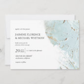 faire-part de mariage en or bleu texturé (Devant)
