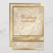 Faire-part de mariage en or champagne formel en da (Devant / Derrière)