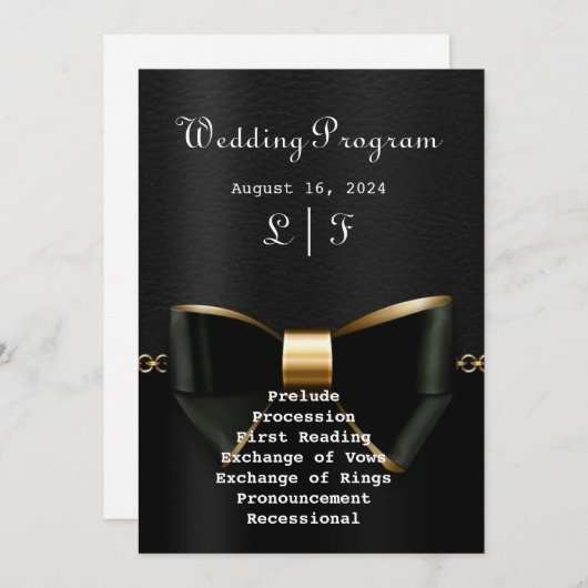 Faire-part de mariage en or et noir Tuxedo (Devant / Derrière)