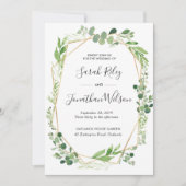 Faire-part de mariage en or feuille vert (Devant)