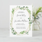 Faire-part de mariage en or feuille vert (Debout devant)