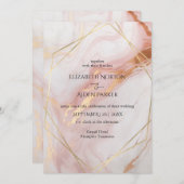 Faire-part de mariage en or marbré (imitation) (Devant / Derrière)