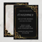 Faire-part de mariage en or noir (Devant / Derrière)