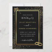 Faire-part de mariage en or noir avec code QR (Devant)