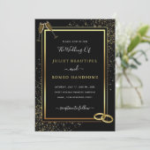 Faire-part de mariage en or noir avec code QR (Debout devant)