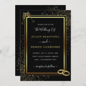 Faire-part de mariage en or noir avec code QR (Devant / Derrière)