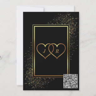 Faire-part de mariage en or noir avec code QR