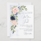 Faire-part de mariage en or rose bleu marine (Devant)