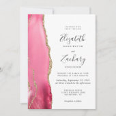 Faire-part de mariage en or rose et agate moderne (Devant)