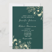 Faire-part de mariage en or vert émeraude (Devant)