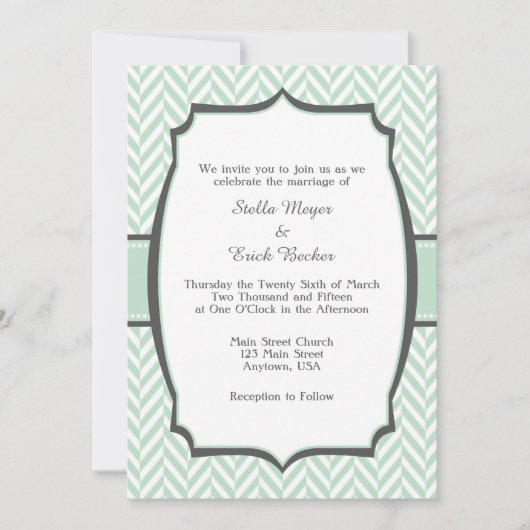 Faire-part de mariage en os blanc de mouton vert (Devant)