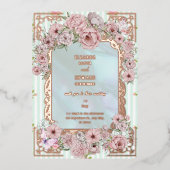 Faire-part de mariage en papier métallisé à motif (Recto)