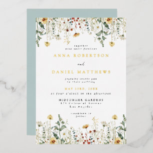Faire-part de mariage en papier métallisé avec cha