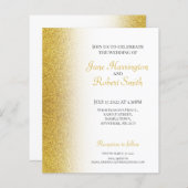 Faire-part de mariage en papier pailleté or (Devant / Derrière)