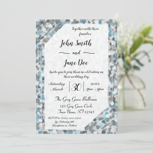 Faire-part de mariage en pierre Abstraite bleu et  (Debout devant)