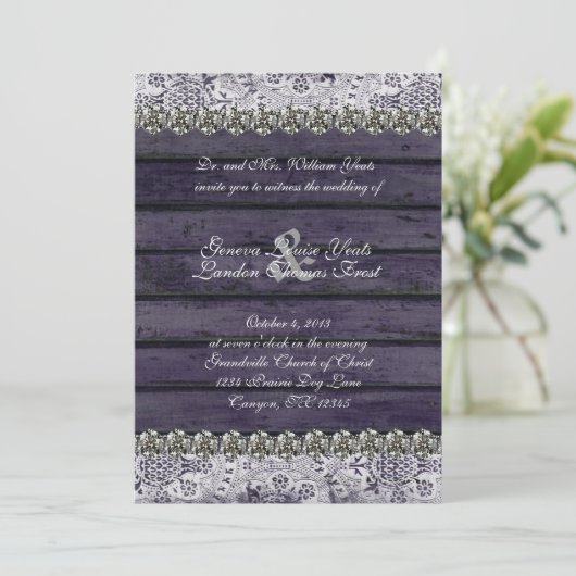 Faire-part de mariage en pierre de bois de dentell (Debout devant)