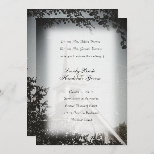 Faire-part de mariage en pierre historique de (Devant / Derrière)