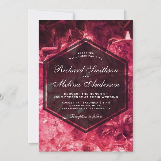 Faire-part de mariage en pierre rouge de rubis (Devant)